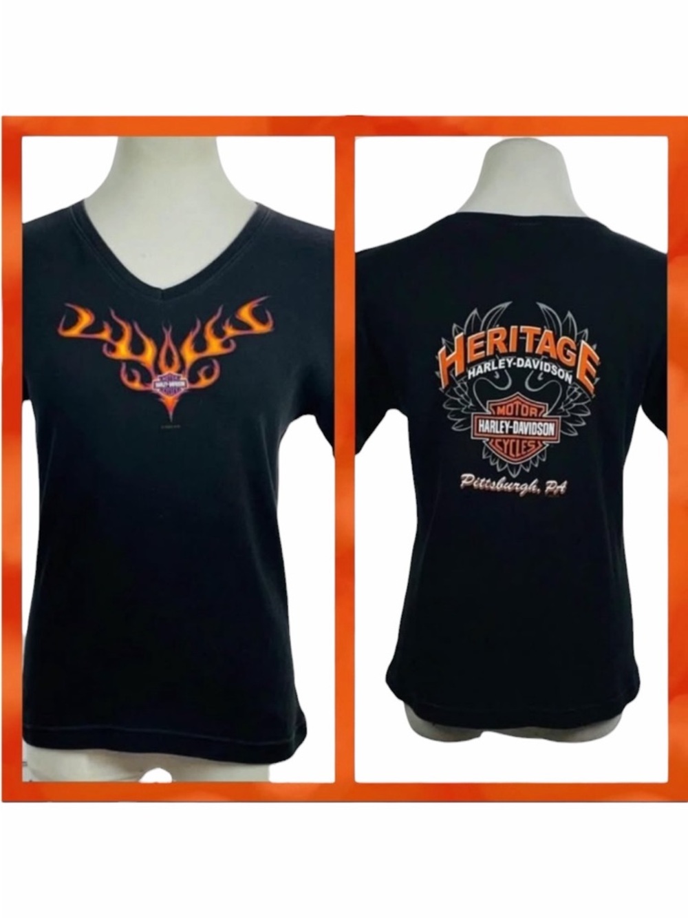 Harley Davidson Black Flames Tee - Large